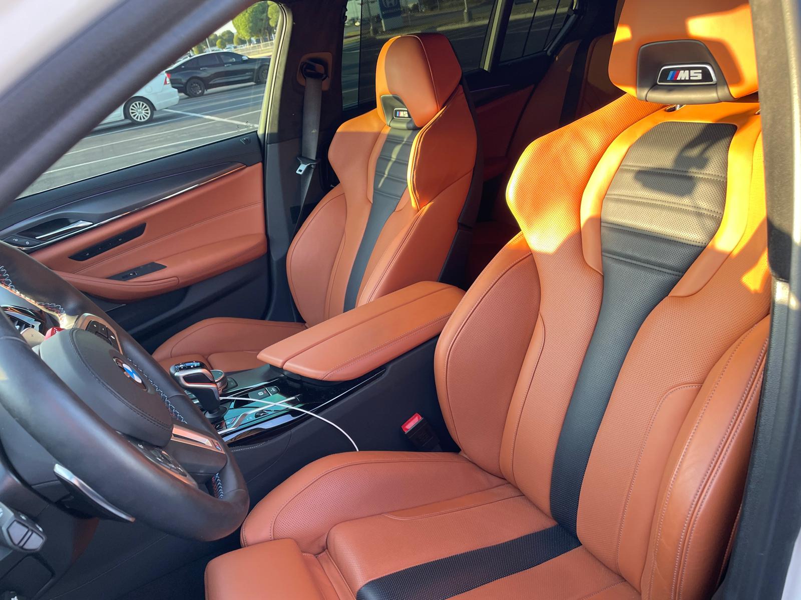 BMW M5 cognac leather interior deep cleaned and conditioned