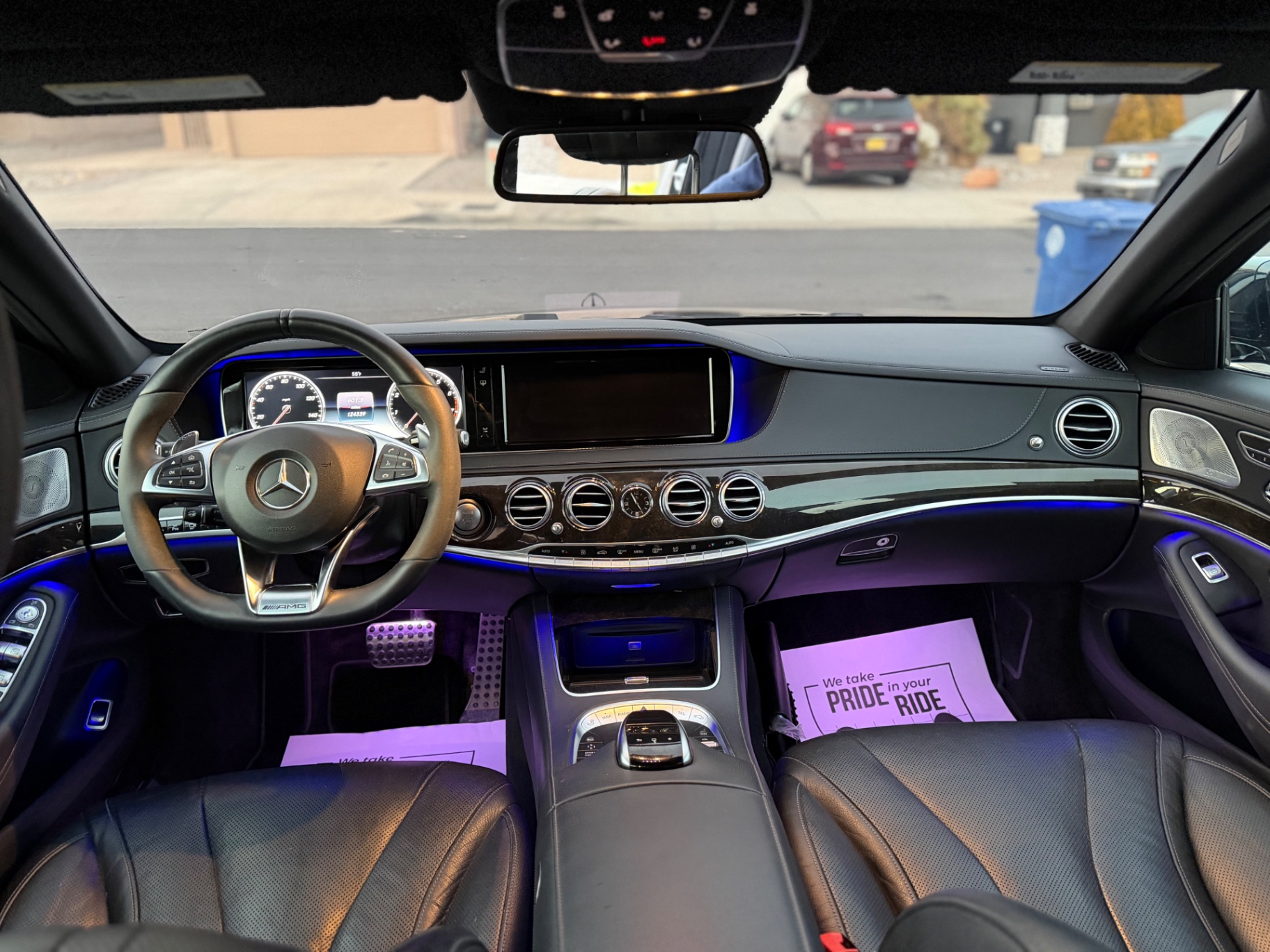 Mercedes-Benz S-Class AMG dashboard detailed with ambient lighting